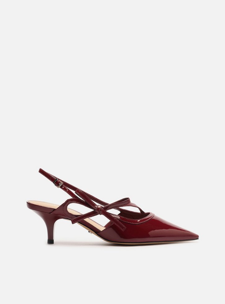 Scarpin Vermelho Salto Fino Slingback Laço