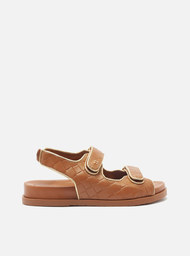 Sandália Papete Marrom Arezzo Tressê Velcro