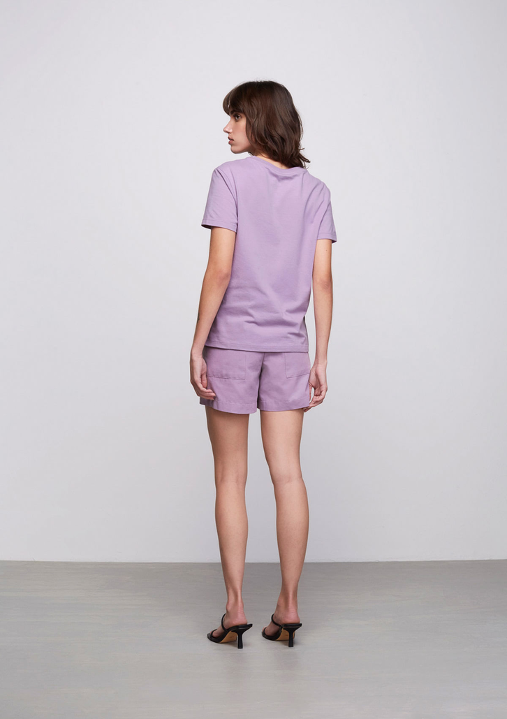 Blusa Lilás Dzarm Básica Manga Curta Em Malha