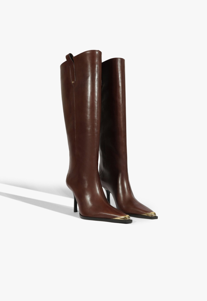Bota Raffaela Up Cap Toe Couro Marrom