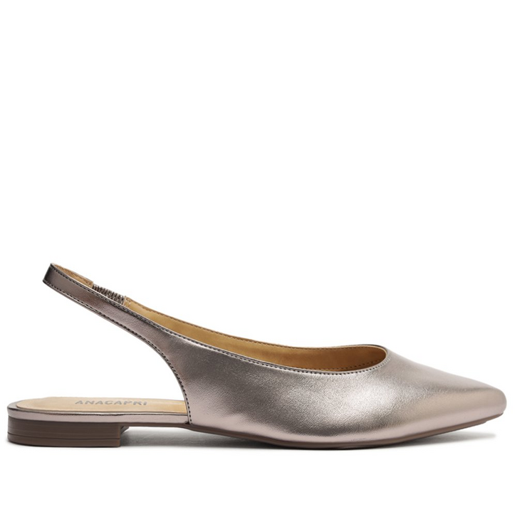 Sapatilha Slingback Bico Fino Prateada