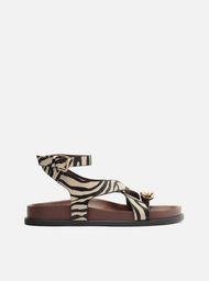 Sandália Papete Animal Print Arezzo Metal Bold