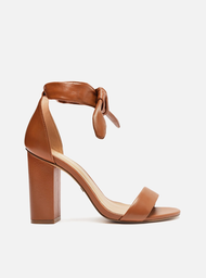 Sandália Marrom Arezzo Caramel Couro Salto Bloco Isabelli
