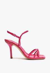Sandália Salto Alto Rosa Schutz Snake Tiras