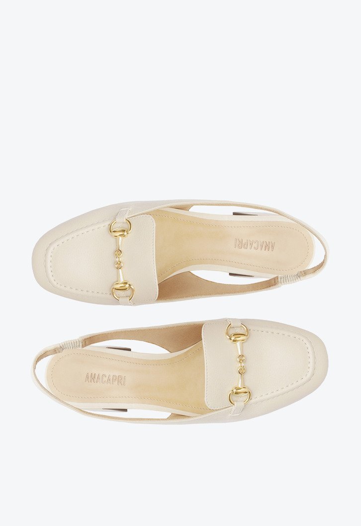 Mocassim Branco Anacapri Slingback Salto Bloco Bridão