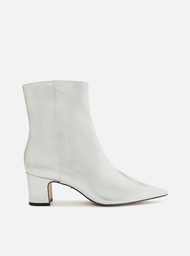 Bota Prata Arezzo Couro Cano Curto Bico Fino