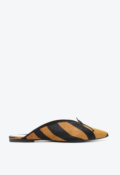 Sapato Mule Bico Fino Animal Print Zebra