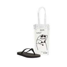 Kit Anacapri Chinelo Preto E Ecobag Flork