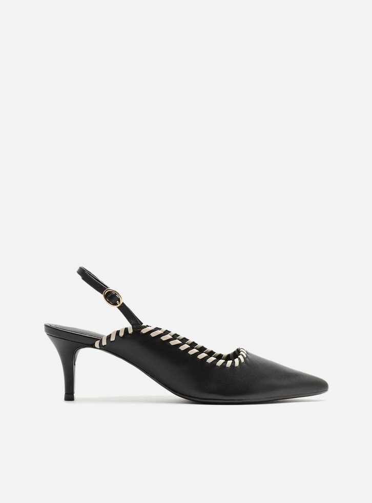 SCARPIN PRETO AREZZO SLINGBACK COSTURA