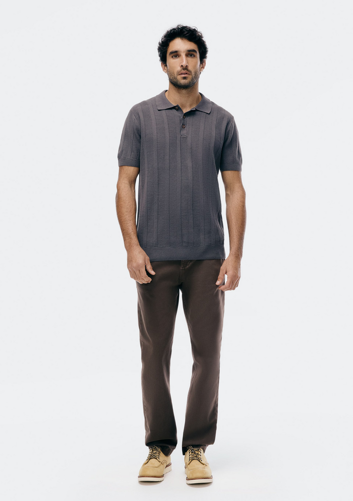 Camisa Polo Cinza Hering Em Tricô