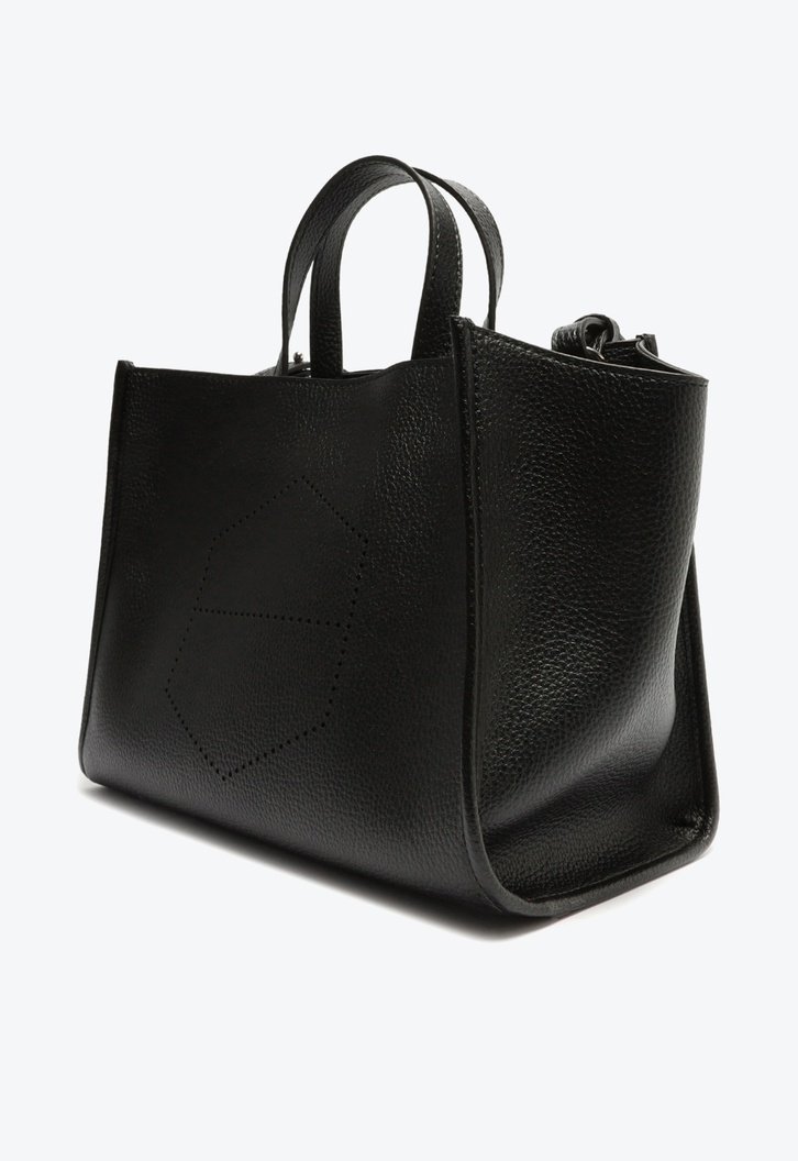 Bolsa Tote Preta Grande Logo Perfurado