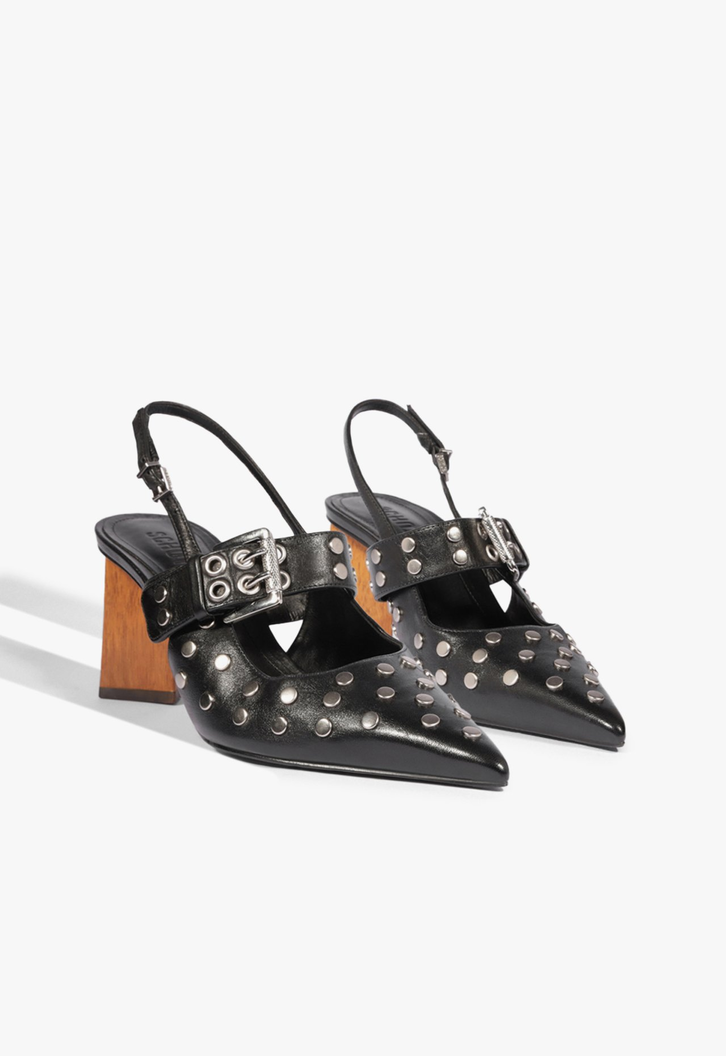 Slingback Preto Schutz Couro Studs | ZZ MALL