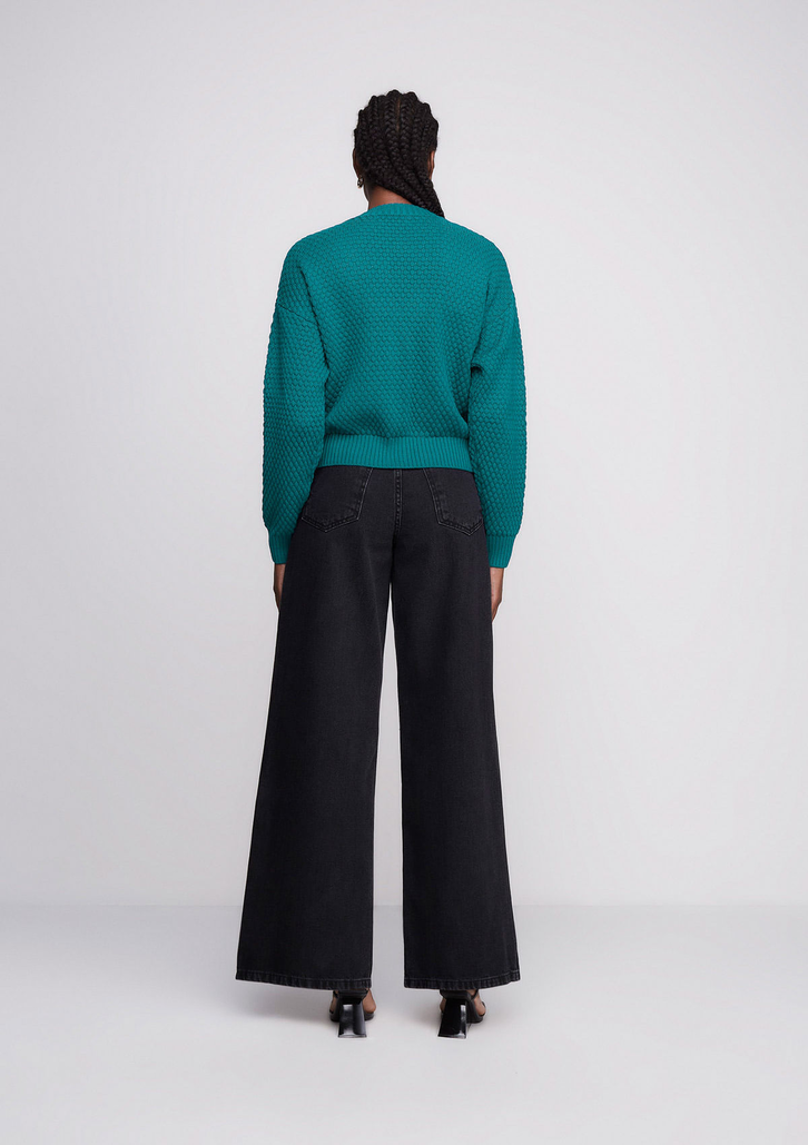 Cardigan Verde Dzarm Alongado Em Tricô e Decote V