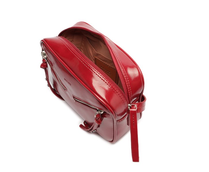 Bolsa Tiracolo Média Fecho Duplo Zíper Vermelha
