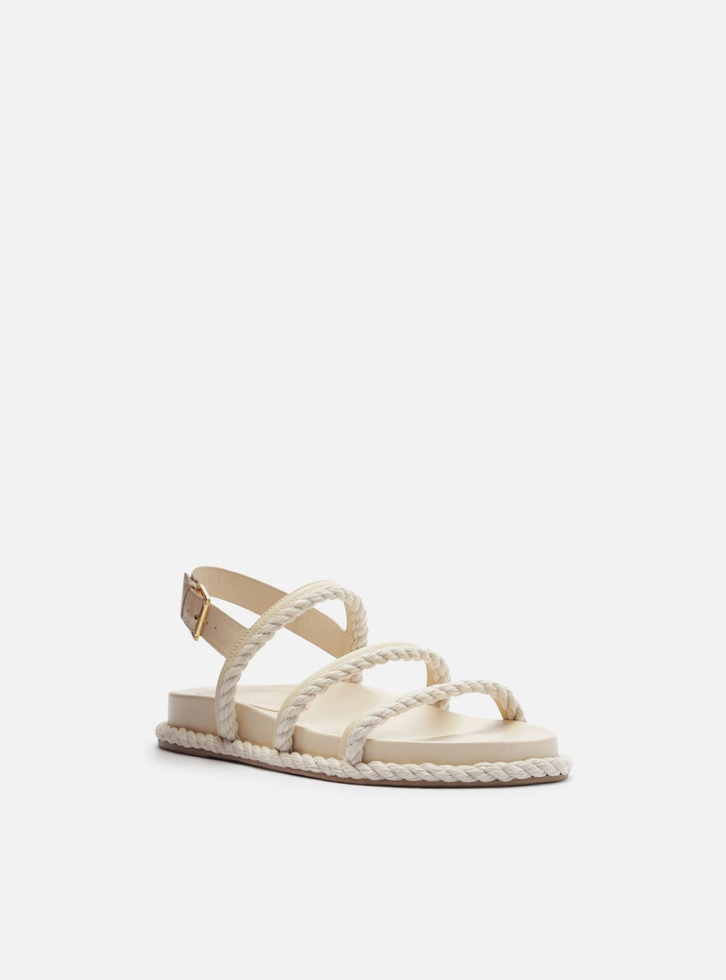 Sandália Papete Off-White Tiras Trançadas