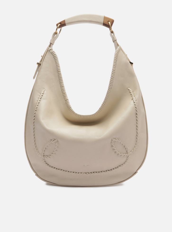 Bolsa Hobo Off White Couro Grande Tressê