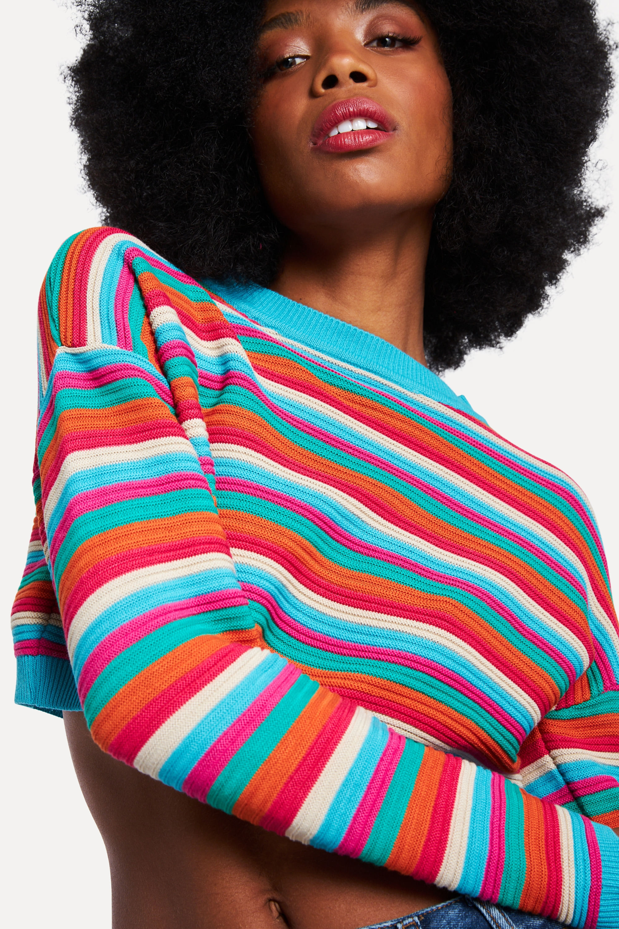 BLUSA AZUL REVERSA TRICOT STRIPE | ZZ MALL