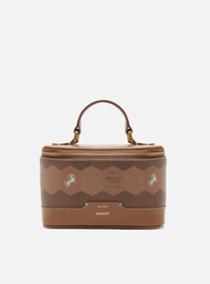 Necessaire Marrom Arezzo Couro Estampa Redonda
