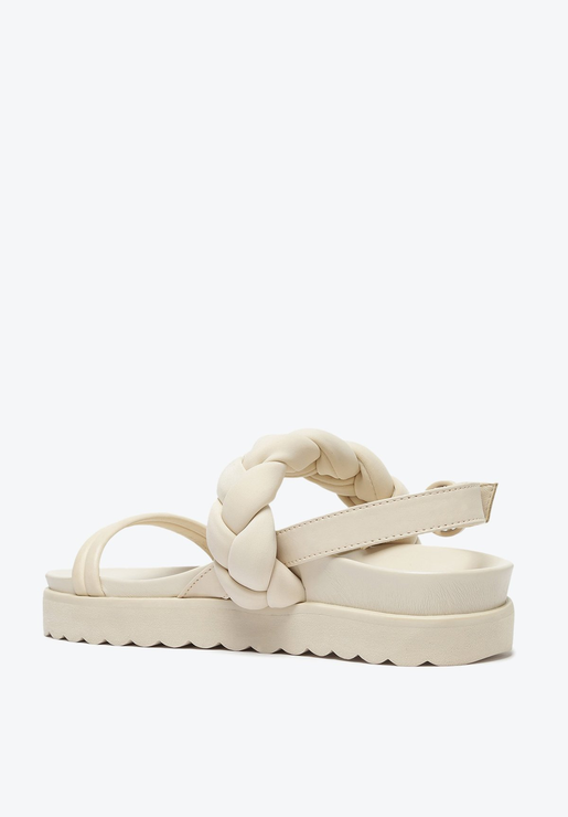 SANDÁLIA PAPETE BRANCA SCHUTZ FLATFORM TRANÇA NYLON