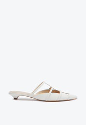 Sapato Mule Branca Schutz Salto Baixo Evette Couro