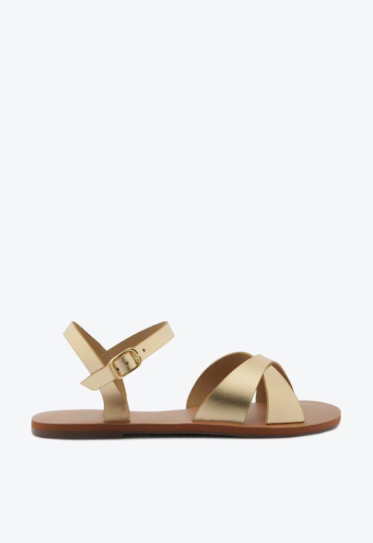 Rasteira Gaia Couro Dourada