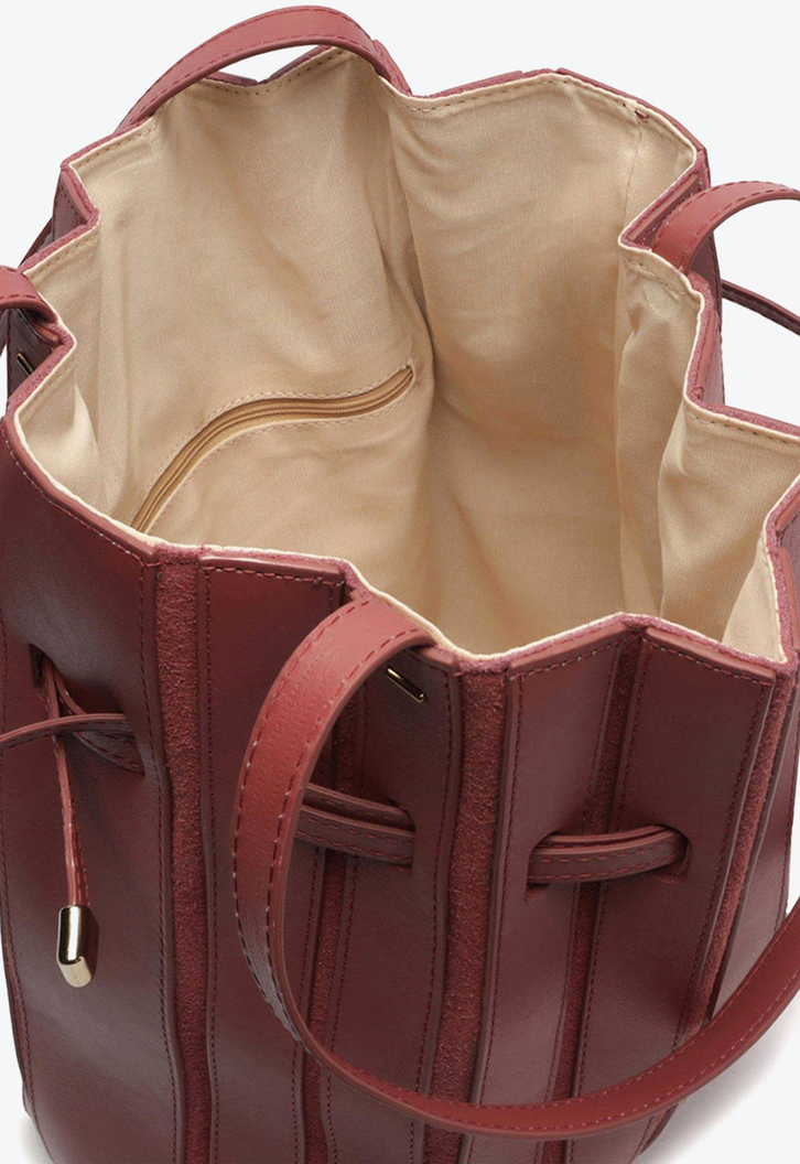 Bolsa Bucket Rosa Arezzo Couro Parioli Grande