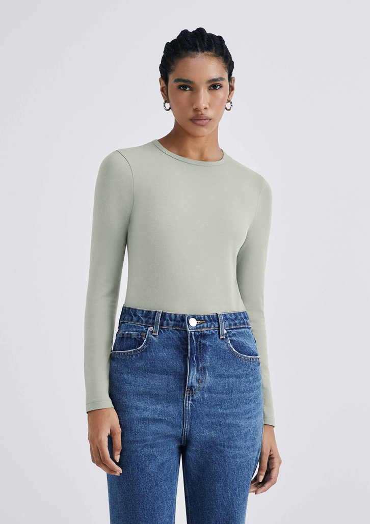 Blusa Verde Hering Básica Manga Longa Slim