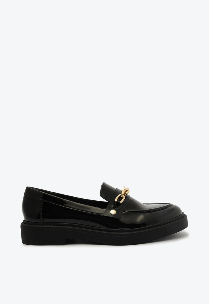 Mocassim Preto Verniz Detalhe Removível