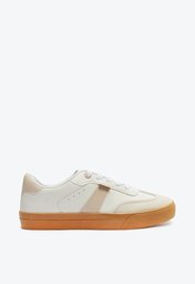 Tênis De Amarrar Branco Nude Anacapri Listra Lateral Camurça