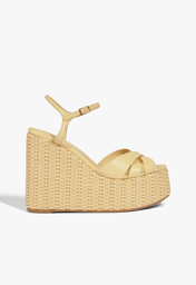 Sandália Plataforma Bege Schutz Keefa Wedge Couro