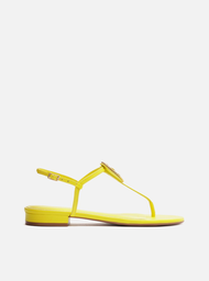 Sandália Rasteira Amarela Arezzo Couro Slim Limoncello