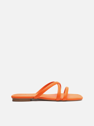 Rasteira Laranja Arezzo Bico Quadrado Tiras Cruzadas