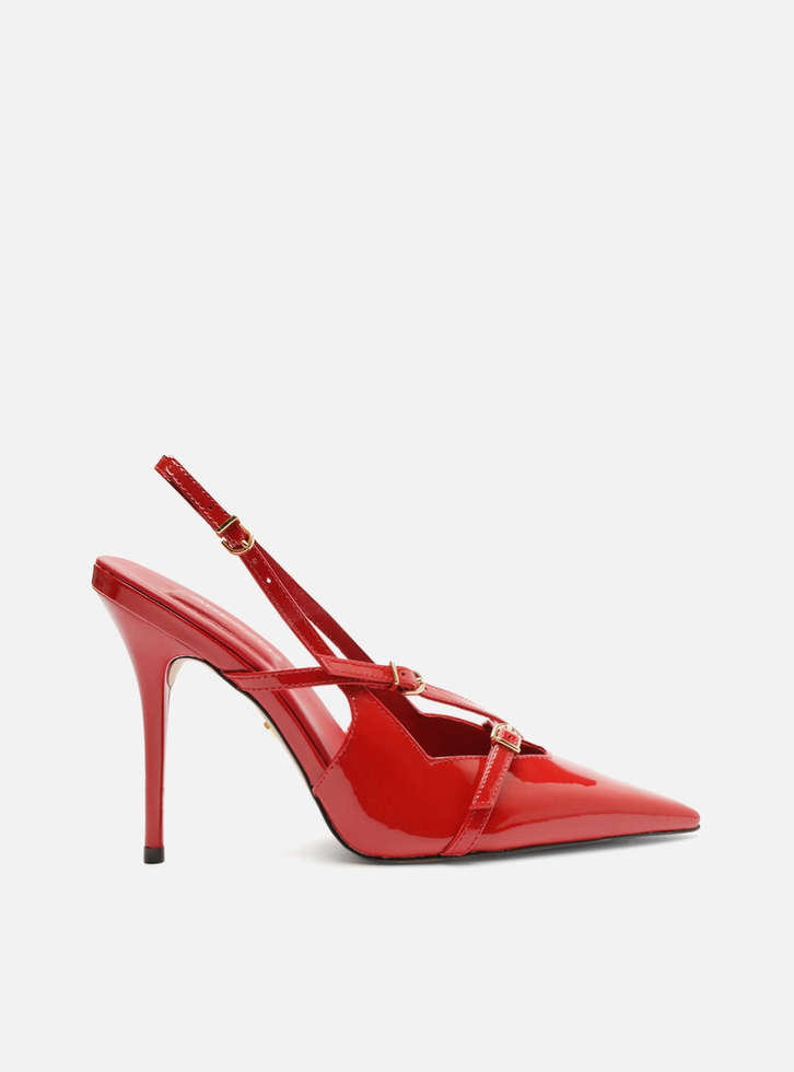 Scarpin Vermelho Arezzo Verniz Salto Alto Slingback Amélia