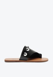 Rasteira Preta Anacapri Maxi Tachas Couro