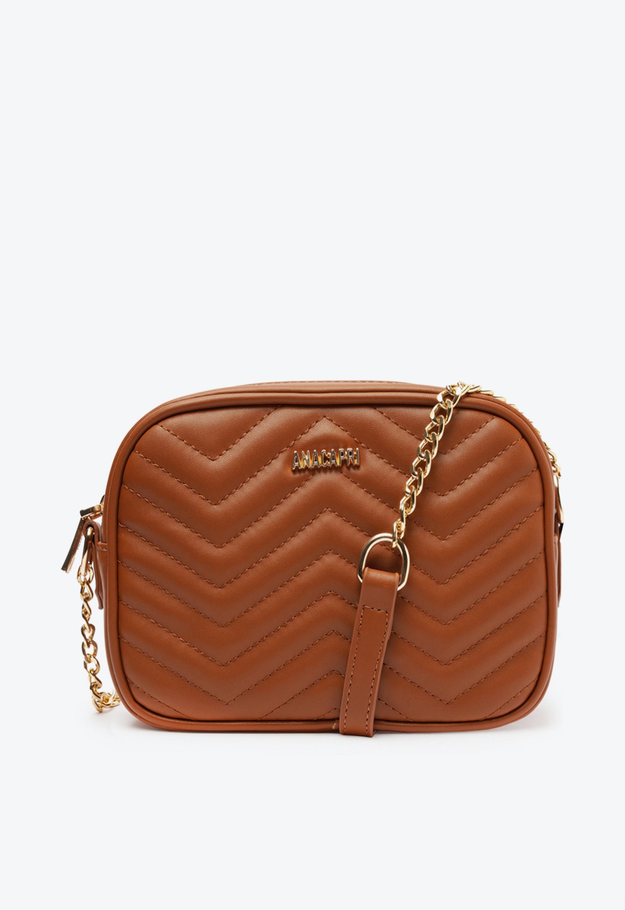 Bolsa Crossbody Marrom Anacapri Média Matelassê Zig Zag Bolsa Crossbody Marrom Anacapri Média Matelassê Zig Zag