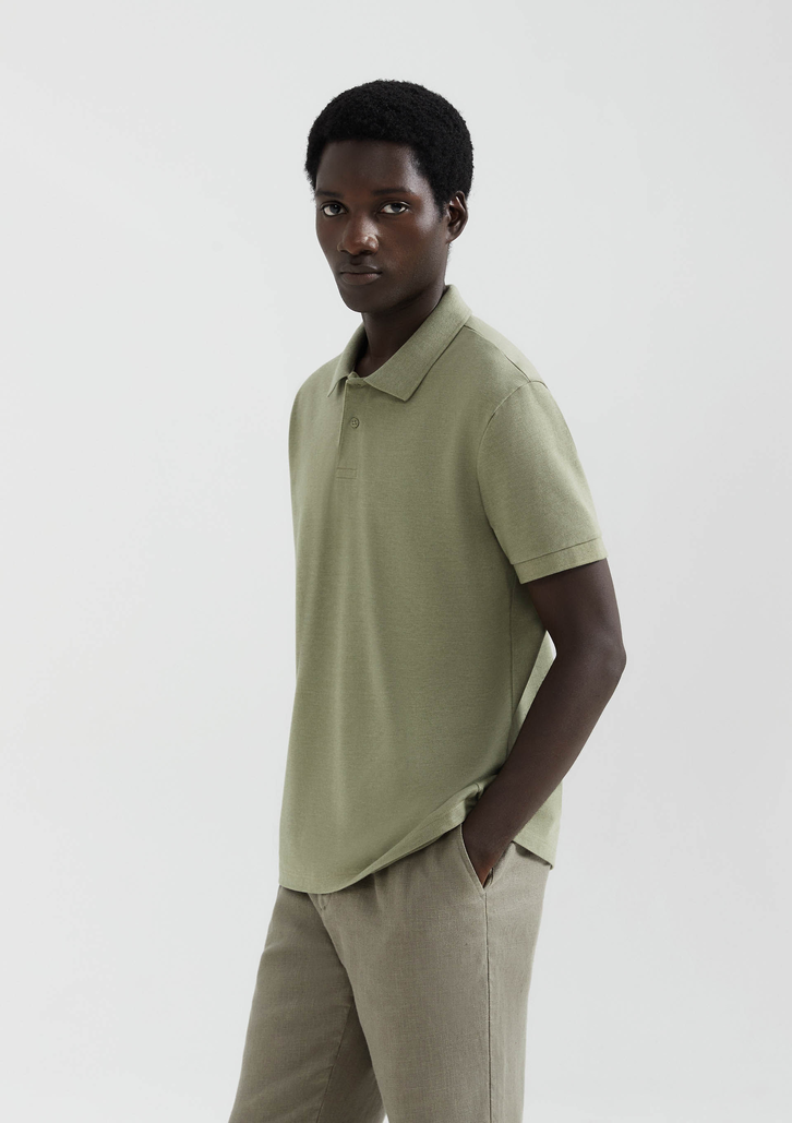 Camisa Polo Básica Verde Claro Hering Manga Curta Em Piquet