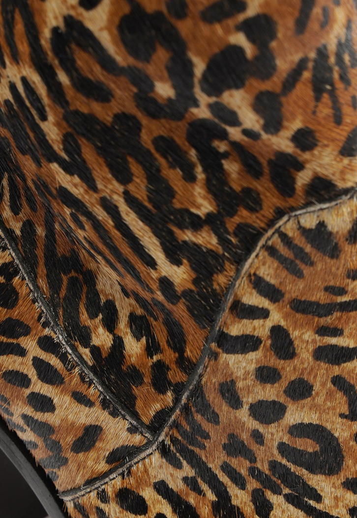 Bota Couro Salto Bloco Couro Animal Print