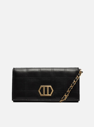 Bolsa Clutch Preta Arezzo Couro Pequena Matelassê Corrente