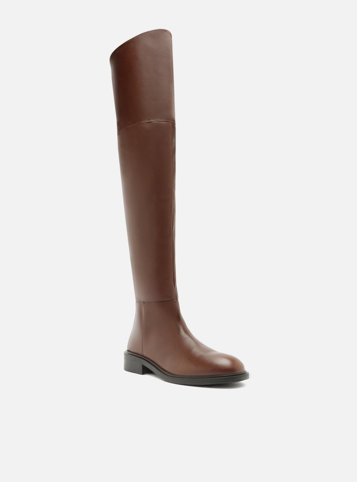 Bota Marrom Arezzo Over The Knee Couro Salto Bloco