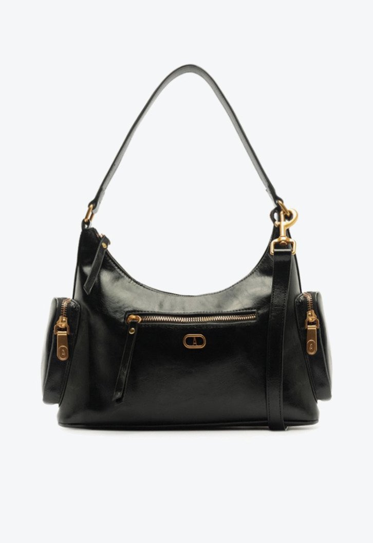 Bolsa Tiracolo Média Bolso Lateral Preta