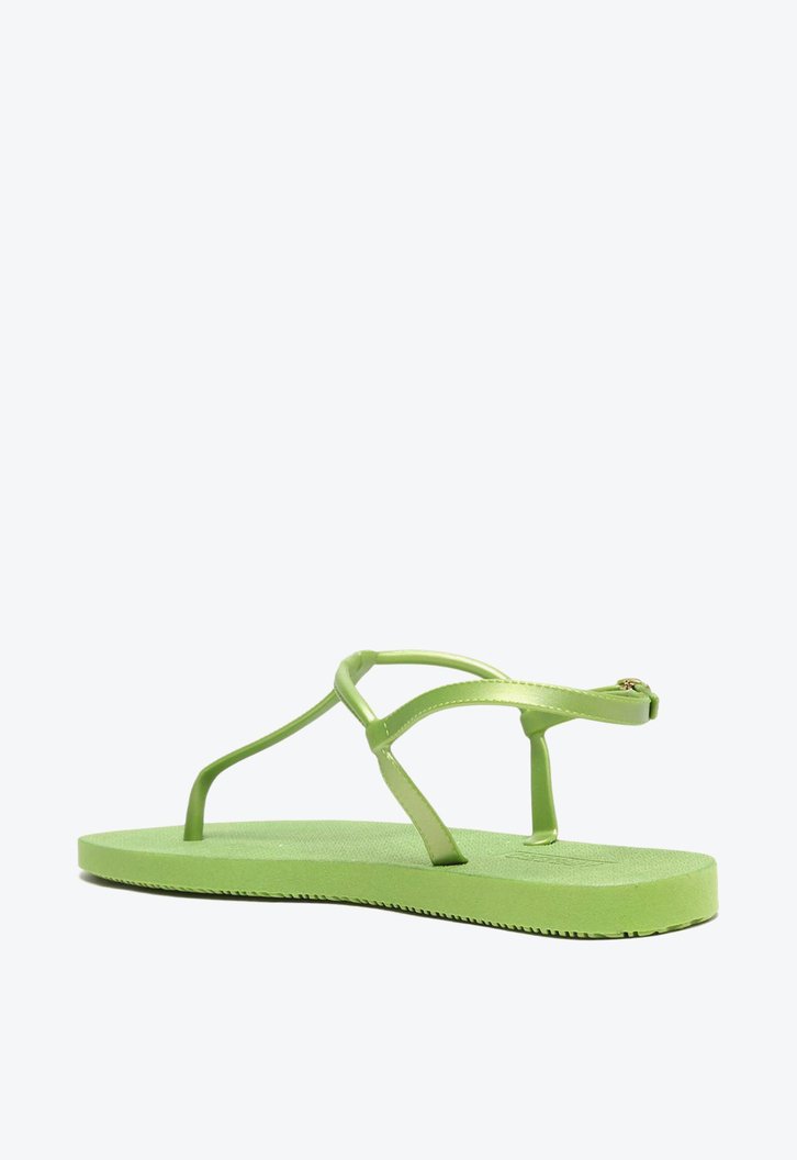 Sandália Rasteira Verde Metalizada Brizza Slim
