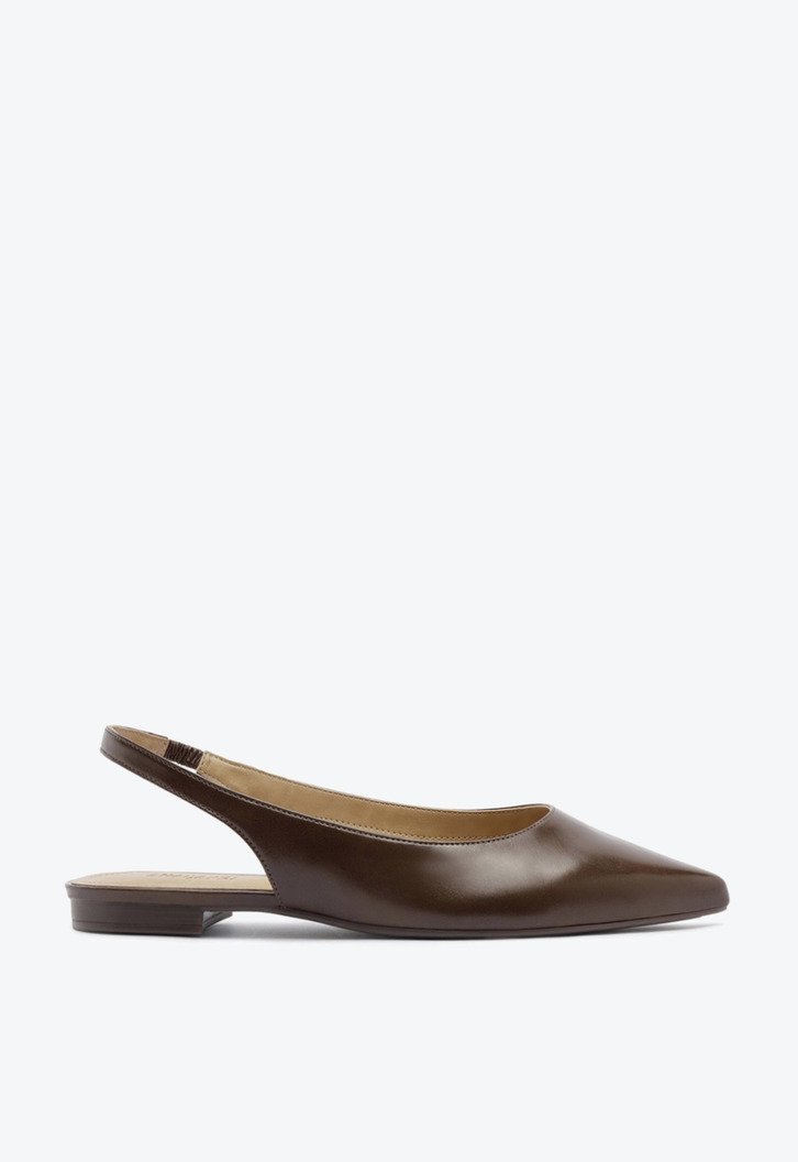 Sapatilha Slingback Bico Fino Marrom