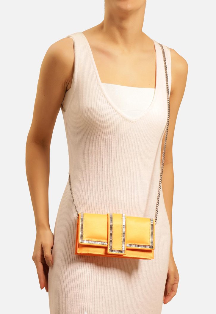 Bolsa Tiracolo Laranja Arezzo Cetim Pequena
