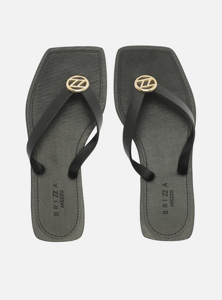 Chinelo de Dedo Preto Metal ZZ Square Brizza
