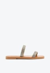 Slide Metalizado Schutz Double Strap Strass Cristal