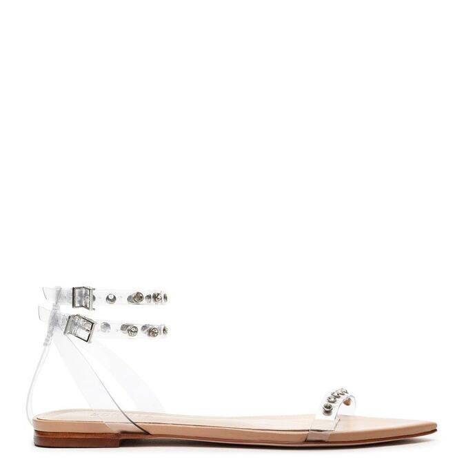 Sandália salto vinil crystal studs clearance
