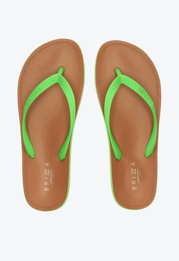 Chinelo De Dedo Verde Brizza Palmilha Marrom