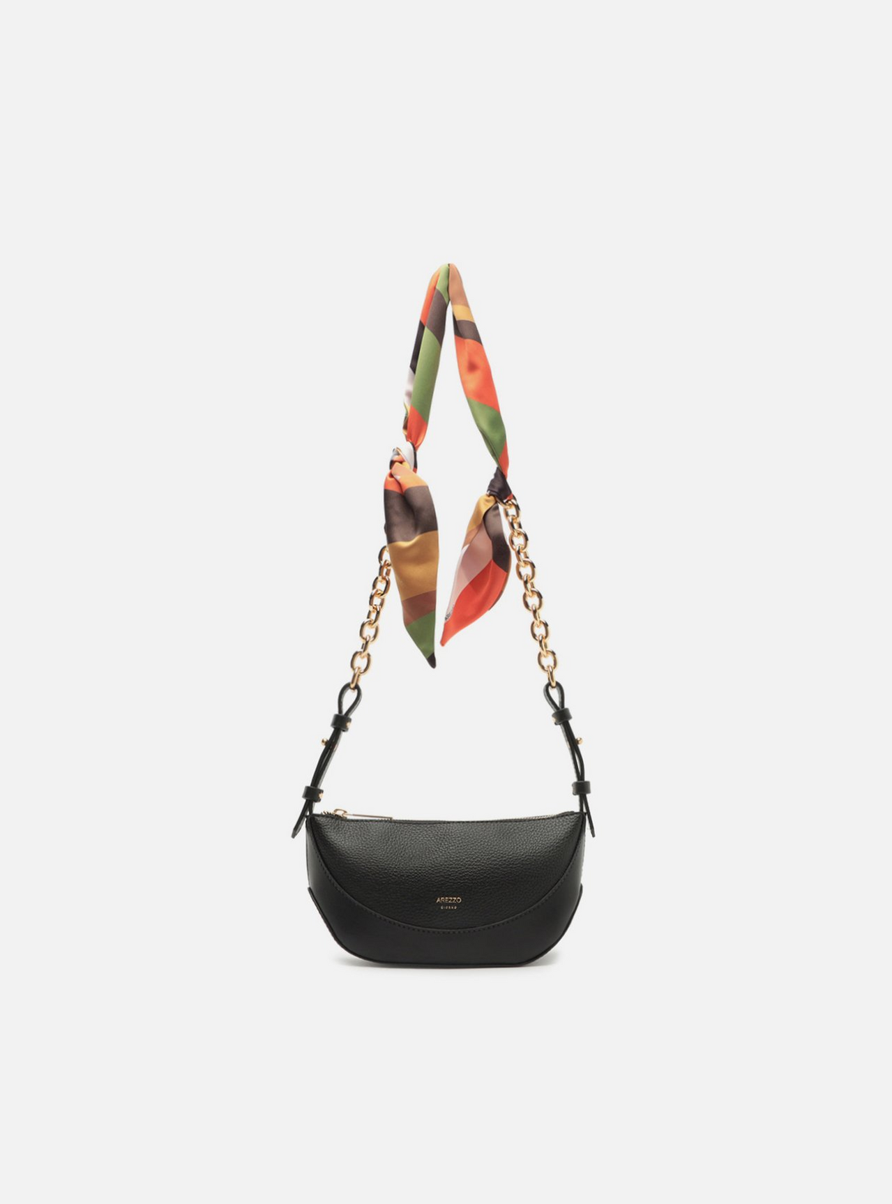 Bolsa Tiracolo Preta Pequena Alça Lenço | ZZ MALL