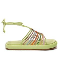 Sandália Flatform Verde Anacapri Amarração Lemon Tiras Coloridas