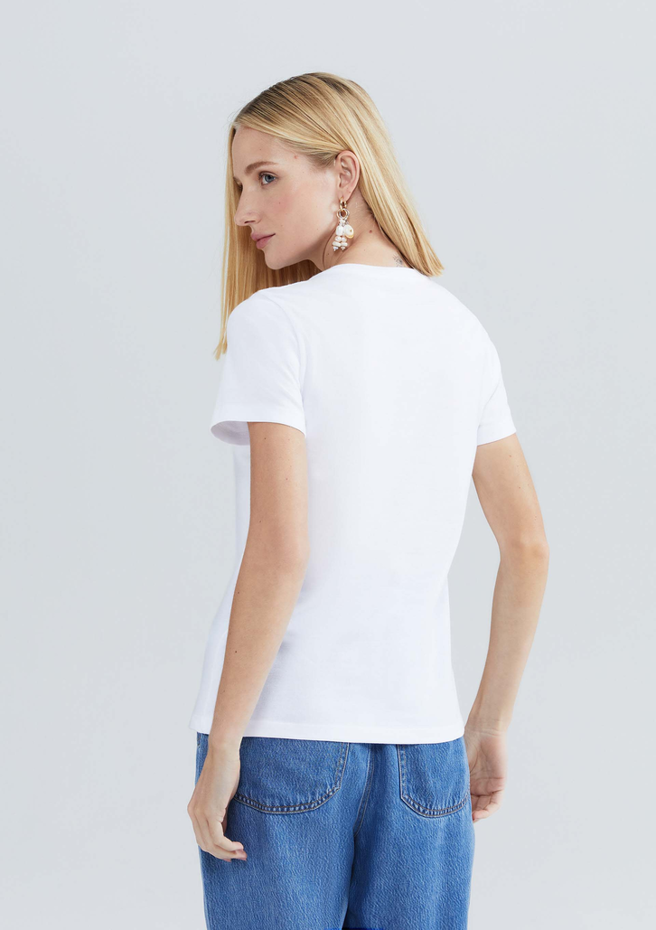 Blusa Branca Hering Básica Manga Curta Slim World